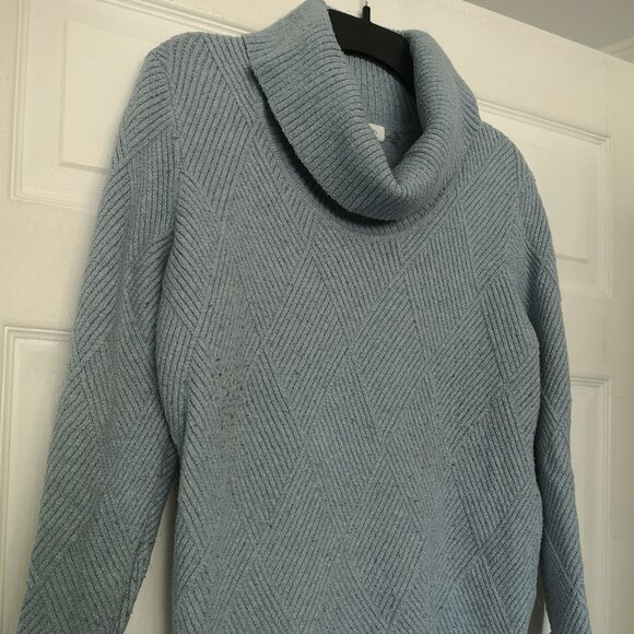 Women Blue Calvin Klein Cotton Turtleneck Knit Sweater L - Picture 4 of 10
